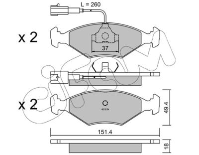 Комплект тормозных колодок, дисковый тормоз CIFAM 822-057-1 для FIAT TEMPRA