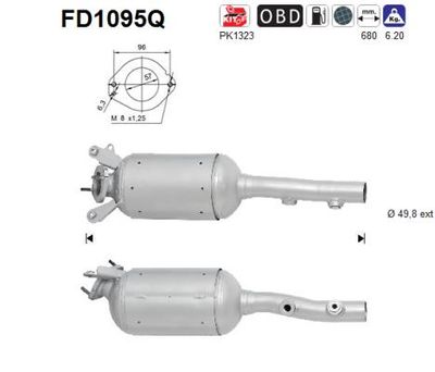 Filtr sadzy / filtr cząstek stałych, układ wydechowy AS FD1095Q