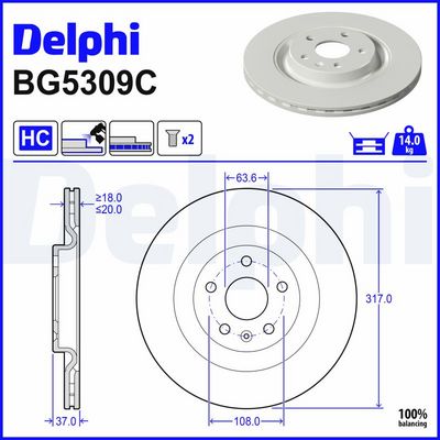 спирачен диск DELPHI BG5309C