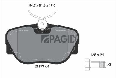 комплект спирачно феродо, дискови спирачки PAGID T5035N