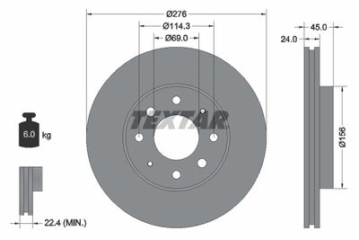Тормозной диск TEXTAR 92110500 для MITSUBISHI GALANT