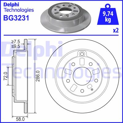DELPHI BG3231 Тормозные диски  для MAZDA XEDOS 9 (TA) 2.3 24V