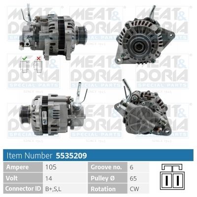 MEAT & DORIA 5535209 Генератор для MITSUBISHI PAJERO III Canvas Top (V6_W, V7_W)