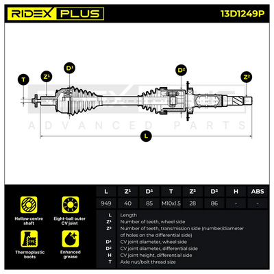 полуоска RIDEX 13D1249P