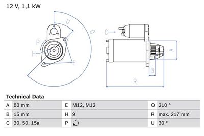 BOSCH 0 986 014 640 Стартер  для AUDI COUPE (Ауди Коупе)