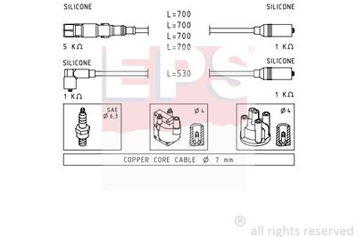 Комплект проводов зажигания EPS 1.501.551 для VW PASSAT