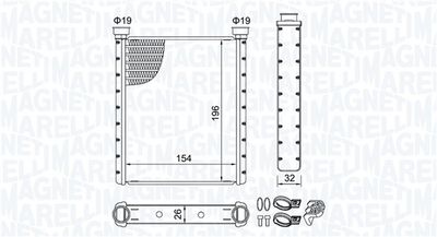 Теплообменник, отопление салона MAGNETI MARELLI 350218509000 для MERCEDES-BENZ CLA