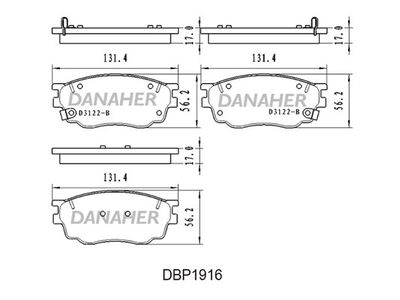 Комплект тормозных колодок, дисковый тормоз DANAHER DBP1916 для LANDWIND (JMC) X6