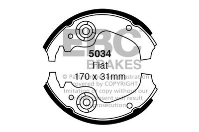 Комплект тормозных колодок EBC Brakes 5034 для FIAT 600
