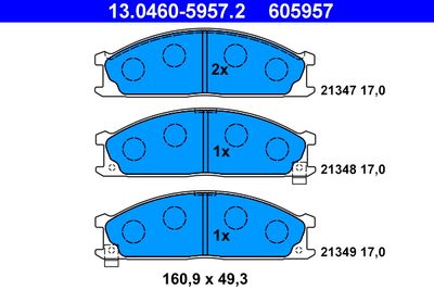 Комплект тормозных колодок, дисковый тормоз ATE 13.0460-5957.2 для NISSAN NAVARA