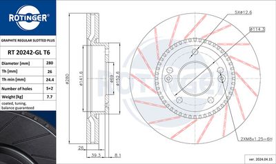 спирачен диск ROTINGER RT 20242-GL T6