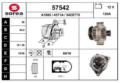 EAI 57542 Генератор для MERCEDES-BENZ C-CLASS T-Model (S203) C 200 Kompressor (203.245) EAI 57542 Генератор для MERCEDES-BENZ C-CLASS T-Model (S203) C 200 Kompressor (203.245)