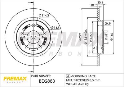 FREMAX BD-2883 Тормозные диски  для TOYOTA MATRIX (Тойота Матриx)