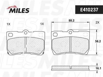 Комплект тормозных колодок, дисковый тормоз MILES E410237 для LEXUS GS