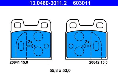 Комплект тормозных колодок, дисковый тормоз ATE 13.0460-3011.2 для ALFA ROMEO GIULIETTA