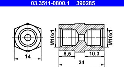 Adapter, bromsledning ATE 03.3511-0800.1