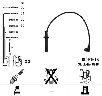Комплект проводов зажигания NGK 8248 для LANCIA THEMA