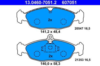 Комплект тормозных колодок, дисковый тормоз ATE 13.0460-7051.2 для OPEL TIGRA