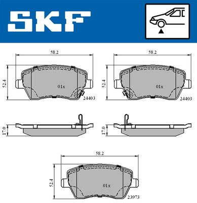 Комплект тормозных колодок, дисковый тормоз SKF VKBP 80182 A для NISSAN NOTE