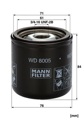 Filtr, pracovní hydraulika MANN-FILTER WD 8005