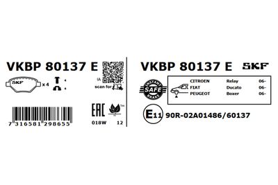 Brake Pad Set, disc brake VKBP 80137 E