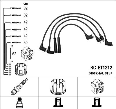 Комплект проводов зажигания NGK 9137 для TOYOTA LAND CRUISER