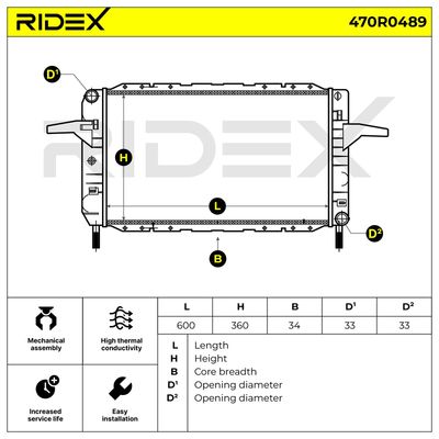 радиатор, охлаждане на двигателя RIDEX 470R0489
