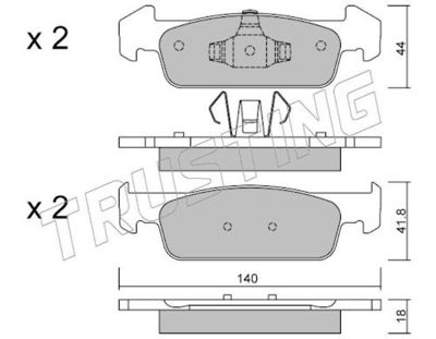 Sada brzdových destiček, kotoučová brzda TRUSTING 991.1