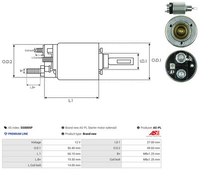 SOLENOID ELECTROMOTOR AS-PL SS0005P 3