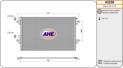 AHE 43250 Радиатор кондиционера  для SKODA RAPID (Шкода Рапид)