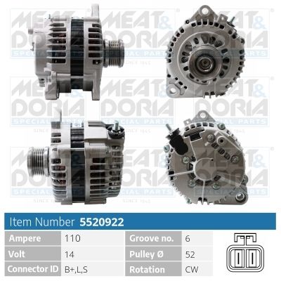 Генератор MEAT & DORIA 5520922 для NISSAN (DFAC) TEANA