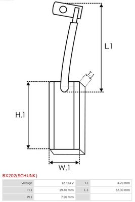 Carbon Brush, alternator BX202(SCHUNK)