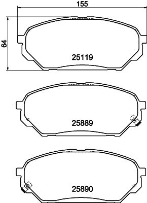 Комплект тормозных колодок, дисковый тормоз HELLA 8DB 355 037-491 для HYUNDAI ix55