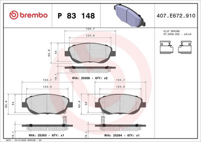 Комплект тормозных колодок, дисковый тормоз P 83 148