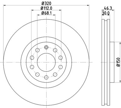 Тормозной диск MINTEX MDC1444 для AUDI ALLROAD