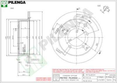 PILENGA 5604 Тормозные диски  для MITSUBISHI PAJERO (Митсубиши Пажеро)