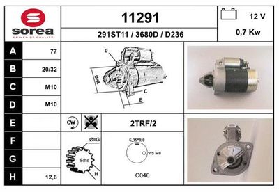 EAI 11291 Стартер для MITSUBISHI LANCER I (A7_)