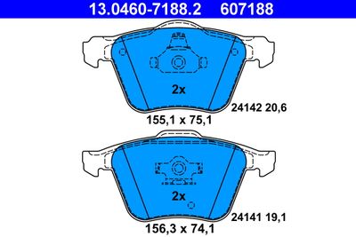 Комплект тормозных колодок, дисковый тормоз ATE 13.0460-7188.2 для VOLVO XC90