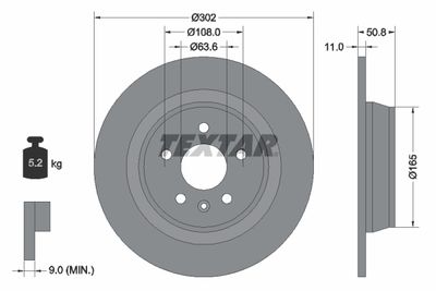 Тормозной диск TEXTAR 92159303 для FORD S-MAX