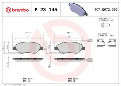 Brake Pad Set, disc brake P 23 145