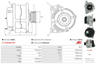 GENERATOR / ALTERNATOR AS-PL A3024 4