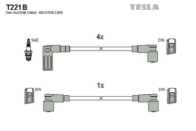 Комплект проводов зажигания TESLA T221B для FIAT ELBA