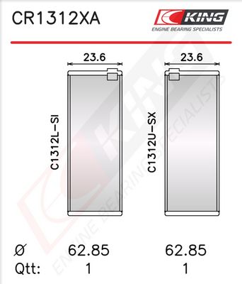 Черупка на биелен лагер KING CR1312XA 010