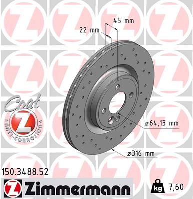 ZIMMERMANN 150.3488.52 Тормозной диск 