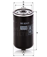 MANN-FILTER WK 824/3 Топливный фильтр  для HYUNDAI GETZ (Хендай Гетз)