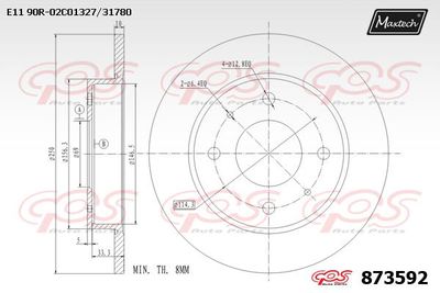 MAXTECH 873592 Тормозные диски  для MITSUBISHI COLT VI (Z3_A, Z2_A) 1.3 LPG