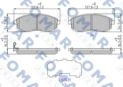 Комплект тормозных колодок, дисковый тормоз FOMAR Friction FO 969381 для MITSUBISHI L300