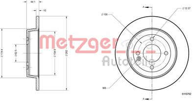 METZGER 6110792 Тормозные диски METZGER для KIA RIO