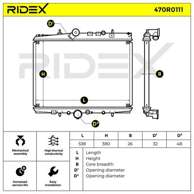 радиатор, охлаждане на двигателя RIDEX