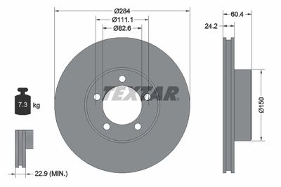Тормозной диск TEXTAR 92031600 для JAGUAR XJSC